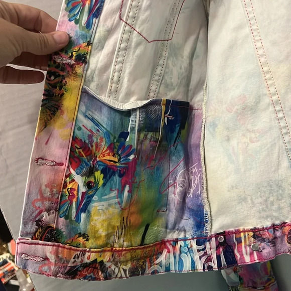 Ay Güey!Jaguar & Skull Denim Jacket Artistic Colorful Size Small #Edgy#LisaFrank - Picture 9 of 10